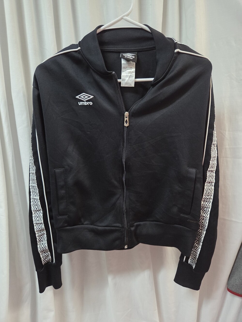 Umbro Black Track Jacket with White Geometric Sleeve Detail